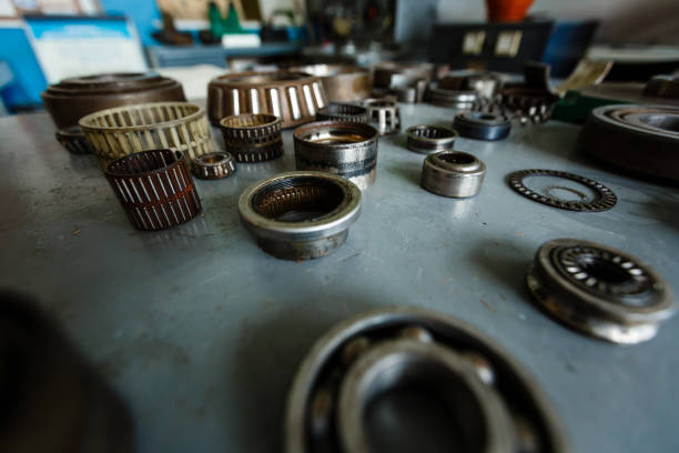 istock Old rusty different metallic bearing bolts and nut old it used 1068913318