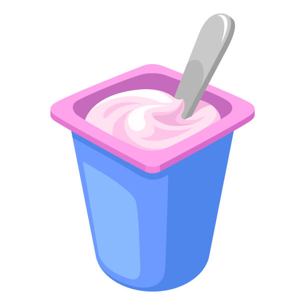 요구르트 - yogurt container stock illustrations