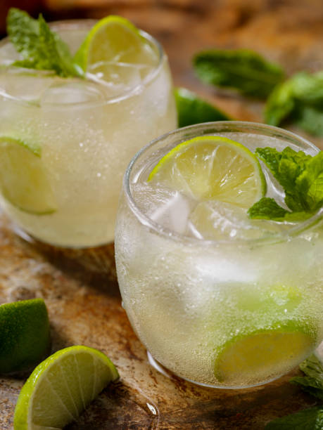 The Classic Moscow Mule Cocktail The Classic Moscow Mule Cocktail, Ginger Beer, Vodka and Lime vodka soda top view stock pictures, royalty-free photos & images