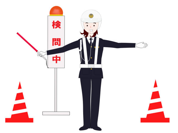 경찰 - flagger stock illustrations