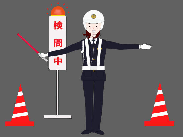 경찰 - flagger stock illustrations