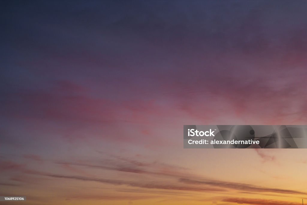 Mutli Colored Sky at Sunset, Cloud Texture - Stock image Multi colored clouds at sunset. It can be used for architectural texture for render material. Architecture Stock Photo