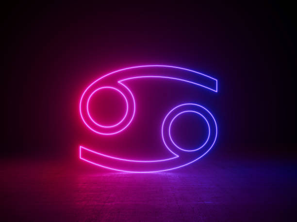 3d render,Astrological zodiac signs, astrology and horoscopes concept 3d render, glowing lines, neon lights, background