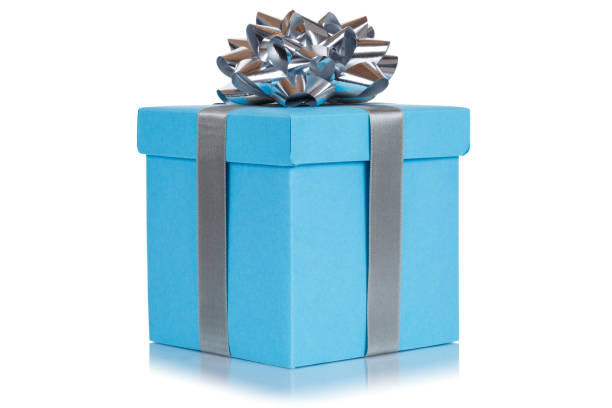 istock Gift present christmas birthday wedding wish light blue box isolated on white 1068952682