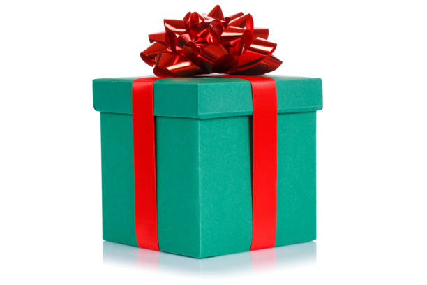 istock Gift present christmas birthday wedding wish dark green box isolated on white 1068952886