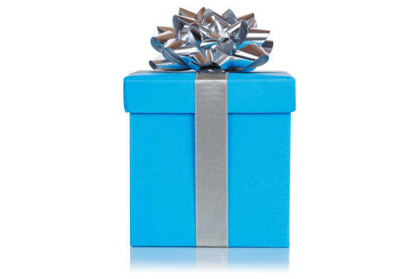 istock Christmas birthday gift present wedding blue box isolated on white 1068953156