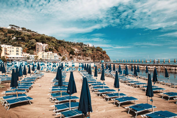 istock Empty sandy beach of Lacco Ameno, Ischia island 1068961698