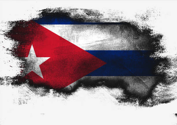 istock Cuba flag painted with brush on white background, 1068980884