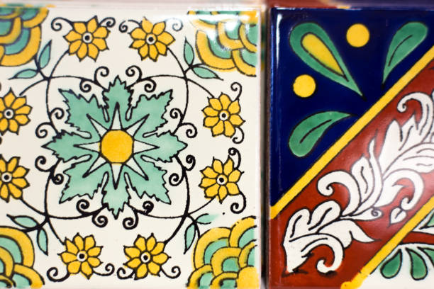 istock Colorful Geometric Mexican Tiles Lined Up, Close-Up 1068999998
