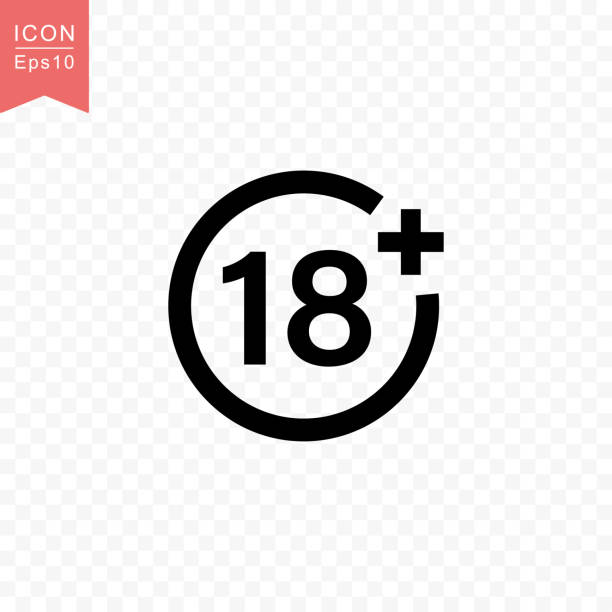 ilustraciones, imágenes clip art, dibujos animados e iconos de stock de más ilustración de vector de 18 años película icono estilo plano simple. - 18