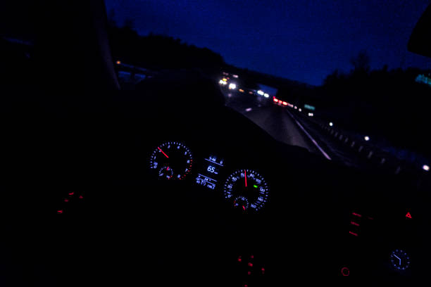istock Night Time Winter Expressway Road Trip Digital Dashboard 1069024998