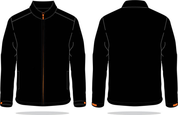 вектор дизайна куртки - long sleeved shirt blank black stock illustrations