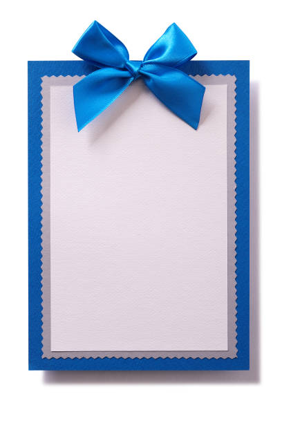 istock Gift card invitation invite blue bow decoration vertical 1069050294