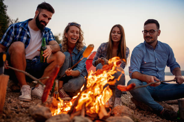 istock Happy young friends having picnic on the beach 1069057732