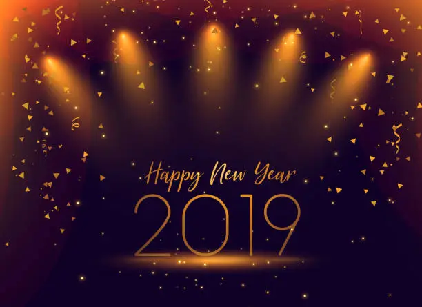 Vector illustration of 2019 new year celebration confetti background