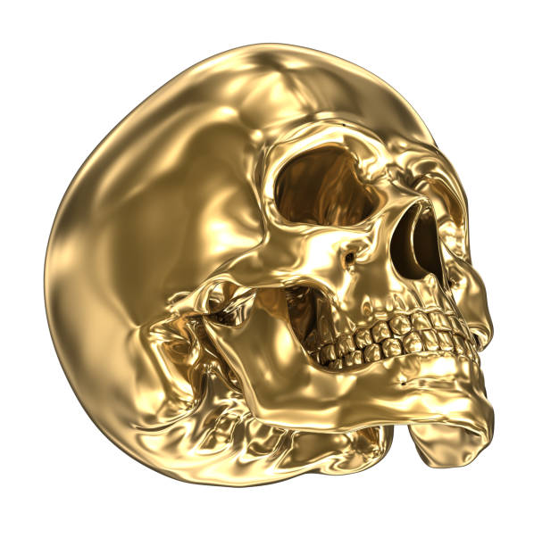 istock Golden human skull over white , 3D illustration 1069077606