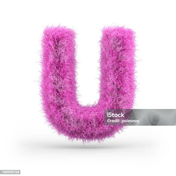 Uppercase Fluffy And Furry Font 3d Stock Photo - Download Image Now - Letter U, Characters, Fluffy