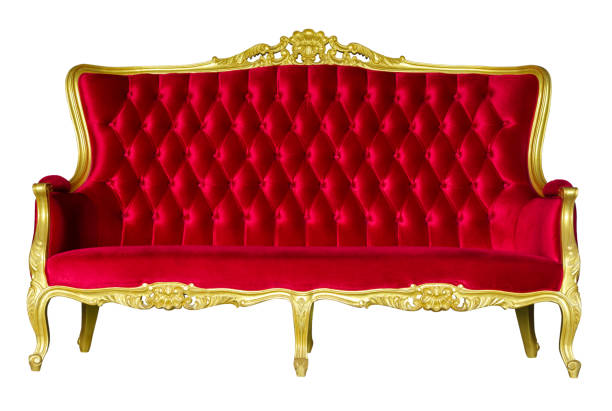 Red Luxurious sofa isolated on white with working path stock photo