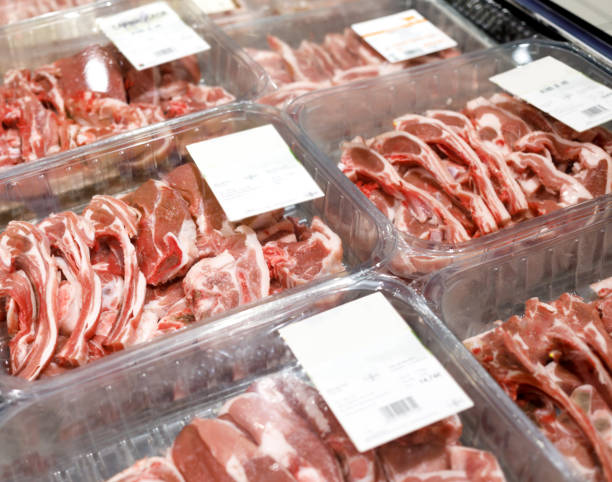 istock Showcase meat raw products in a supermarket 1069085358