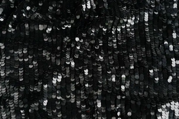 sequin texture background. Black color fabric. festive background