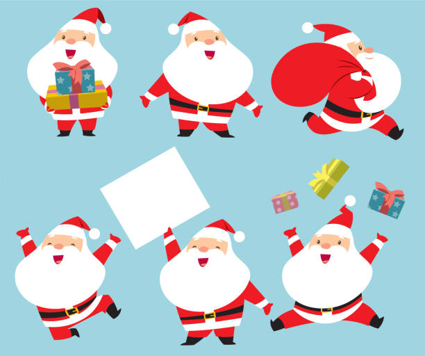 sammlung von santa claus - christmas christmas card greeting card greeting stock-grafiken, -clipart, -cartoons und -symbole
