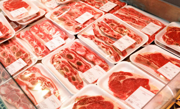istock Showcase meat raw products in a supermarket 1069091336