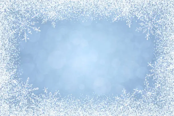 Vector illustration of Christmas - Winter white frame on light blue background