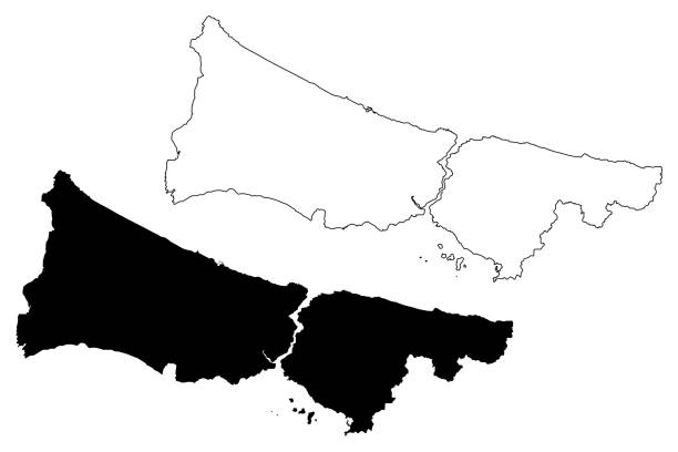 istanbul karte vektor - bosporus stock-grafiken, -clipart, -cartoons und -symbole