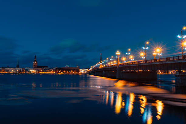 Quay of Daugava river in Riga, Latvia.