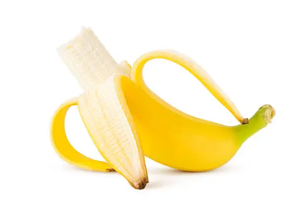Photo of banana isolated on white background, clipping path, full depth of field