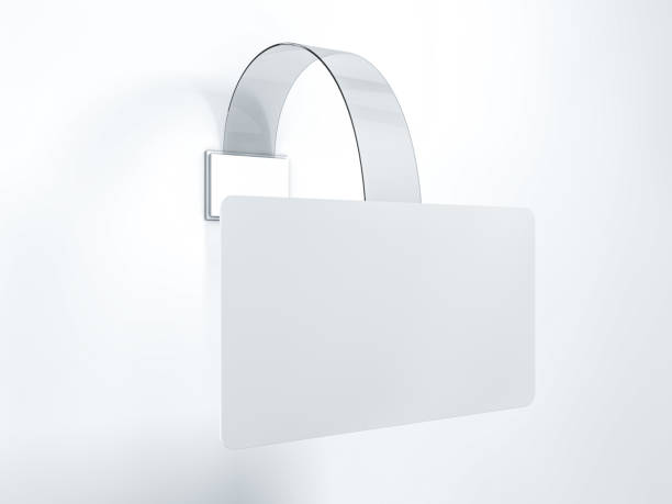 istock Blank wobbler hanging on wall mockup. 3D 1069107022