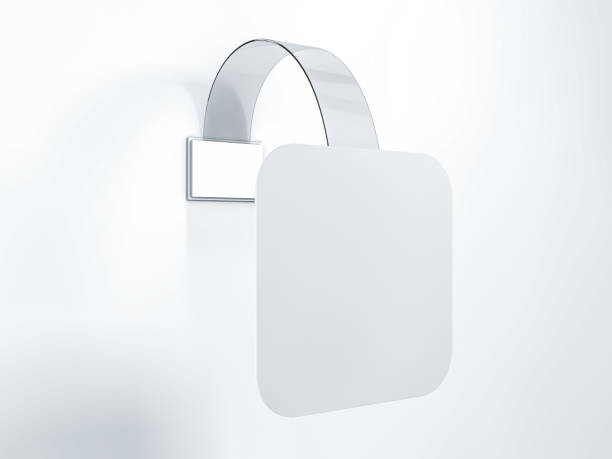 istock Blank wobbler hanging on wall mockup. 3D 1069107032