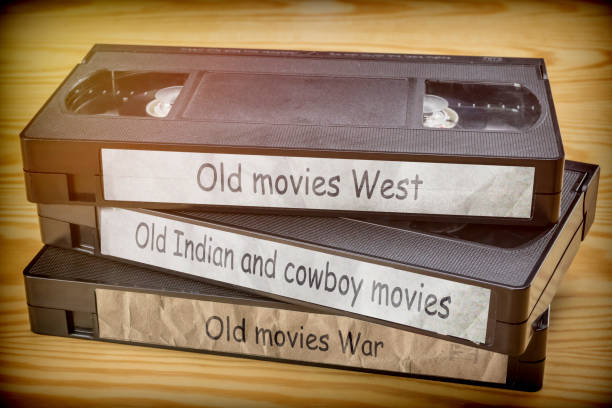 istock Some old movies west, indian and war video in VHS system, conceptual image 1069109650