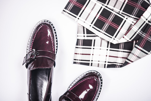 Burgundy Patent Leather Loafer Shoes Outfit