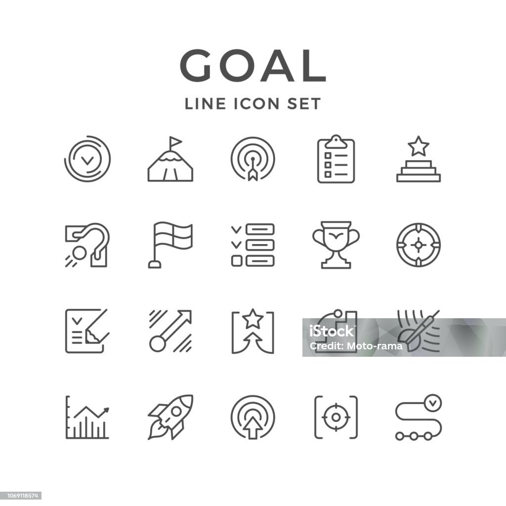 Set line icons of goal Set line icons of goal isolated on white. Vector illustration Icon Symbol stock vector