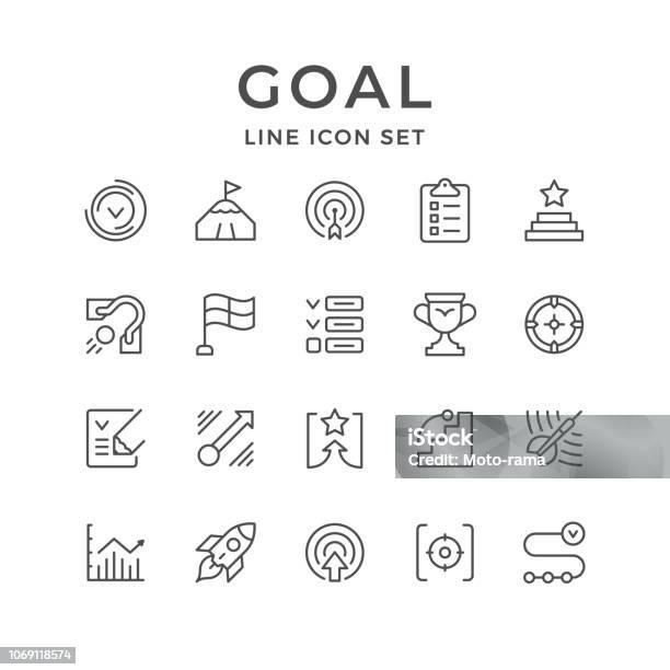 Set Line Icons Of Goal Stock Illustration - Download Image Now - Icon Symbol, Aspirations, Steps