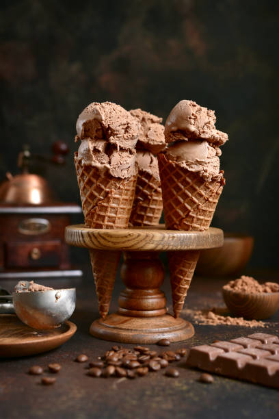 istock Chocolate coffee ice cream in a waffle cone 1069124984