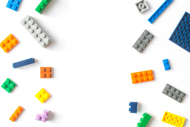 istock Plastic building blocks isolated on white background. Free space for inscriptions. 1069134326