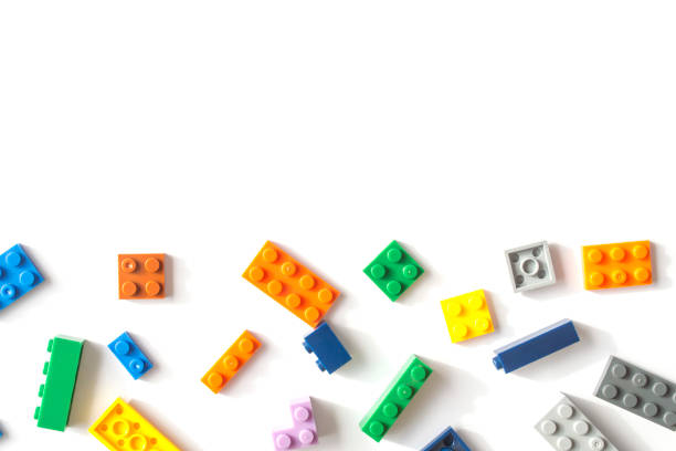 istock Plastic building blocks isolated on white background. Free space for inscriptions. 1069134392