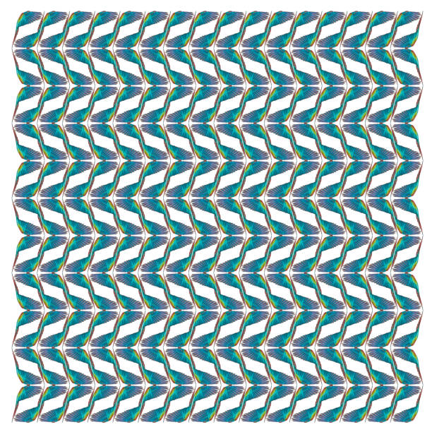 Green-winged Macaw, Ara chloropterus, in repeated pattern, in front of white background