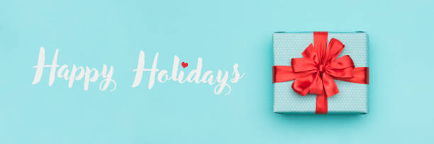 istock Christmas banner. Pastel blue festive winter holidays backdrop. 1069142028