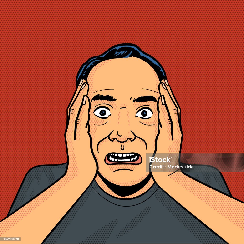 Shocking Men Vector Shock Man Vector Retro Stock Illustration - Download Image Now - Men ...