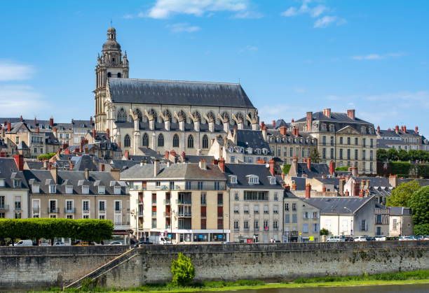 Cityscape of Blois (small town in Loire valley) with Cathedral of St. Louis, France Cityscape of Blois (small town in Loire valley) with Cathedral of St. Louis, France blois stock pictures, royalty-free photos & images