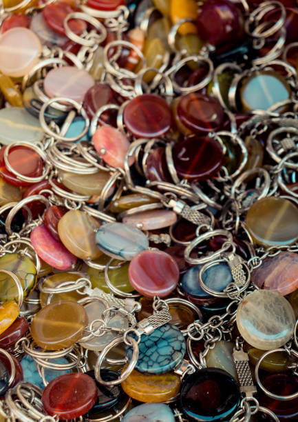 istock Key holder ring attached to a semi precious stone 1069153330