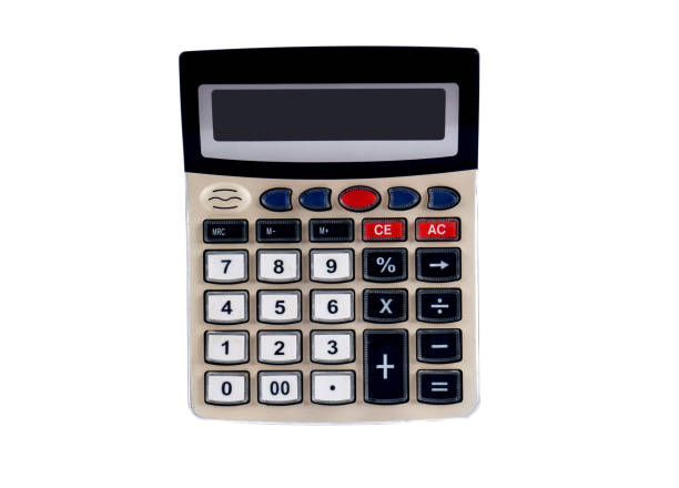 istock Top view of a calculator isolated on white background 1069156872