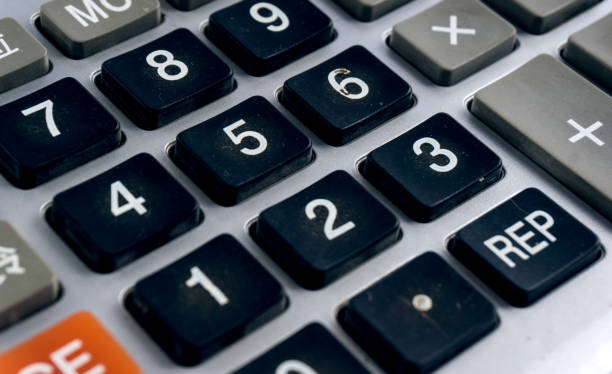 istock Top view of a calculator isolated on white background 1069156878
