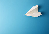 Travel plane concept.Mockup design of travel concept with plane on blue color background with blank empty space for copy space.