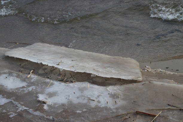 Ice flokes on river Hollandsche IJssel at Moordrecht in the Netherlands