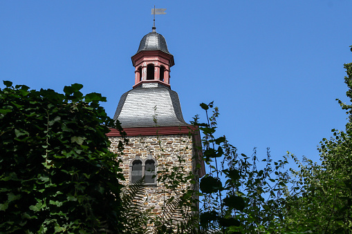 tower of the old church in rommersdorf in Neuwied, Rheinland-Pfalz, Germany