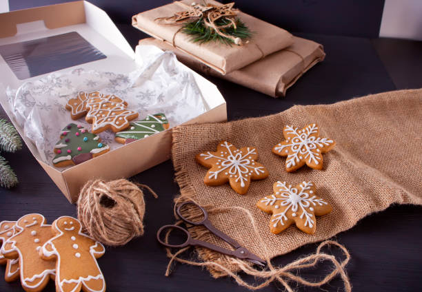 istock Homemade Christmas cookies and Christmas decorative objects. 1069169994